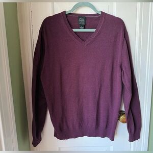 Jos. A. Bank Men's Traveler Burgundy V-Neck 100% Pima Cotton Sweater Size XL